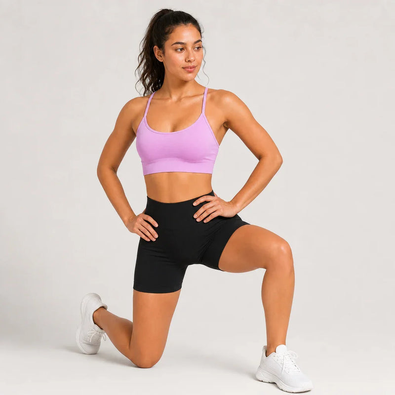Smooth Seamless Strappy Sports Bra Lavender Pink - movement studio