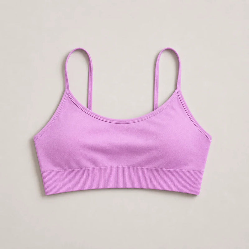 Smooth Seamless Strappy Sports Bra Lavender Pink - premium flat lay